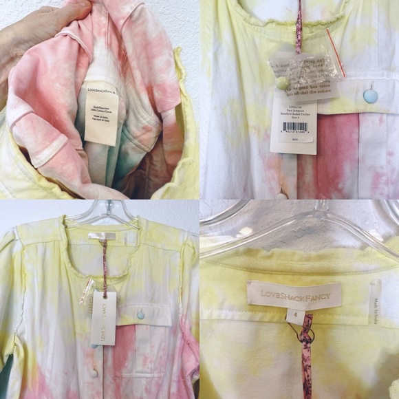 LOVESHACKFANCY Paca Rainbow Jumpsuit Radial Pastel Tie Dye New With Tags Size 4 - Picture 14 of 15